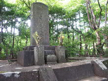 秋山夫人の墓の近影写真を表示しています。